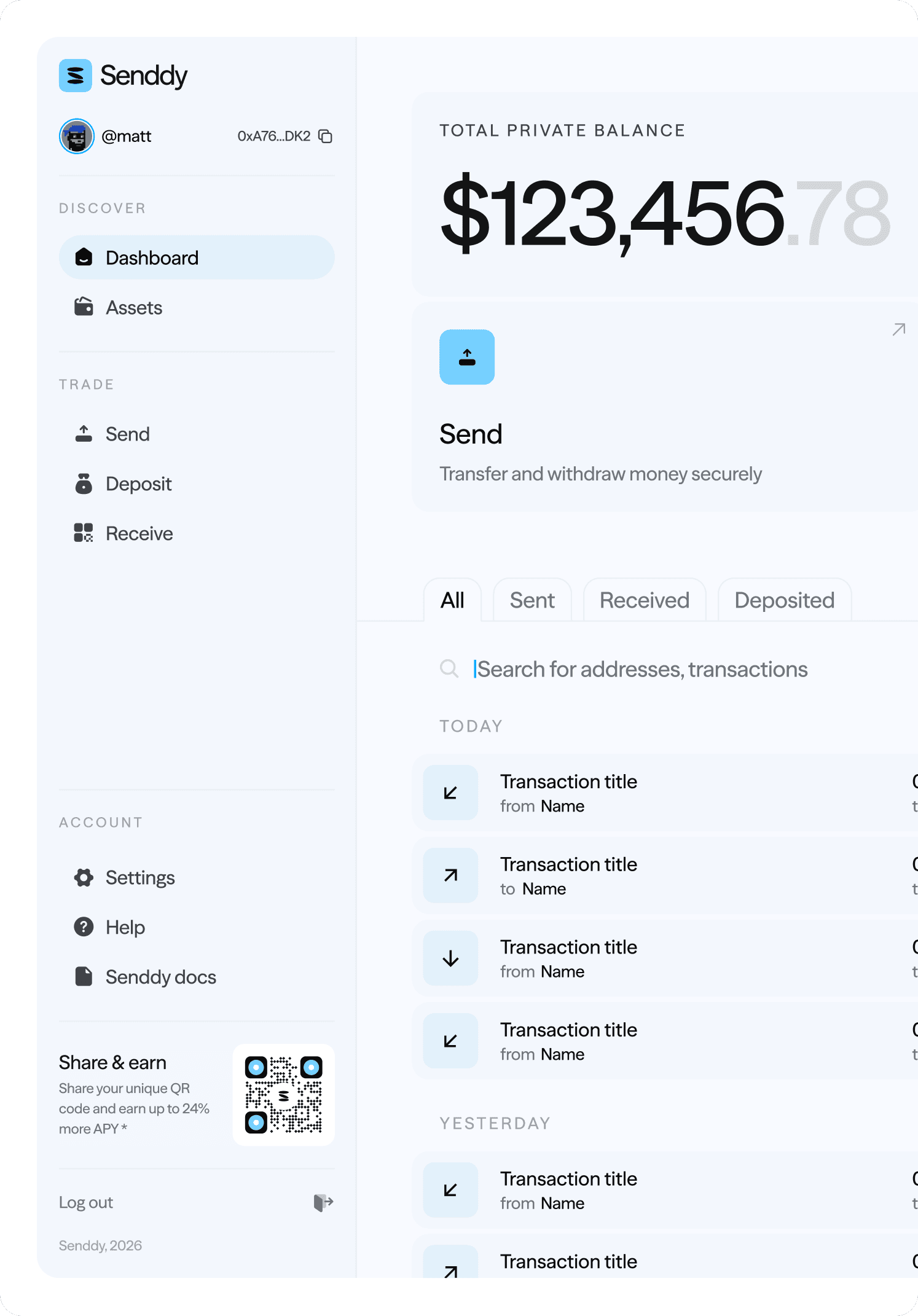 Senddy Dashboard Preview